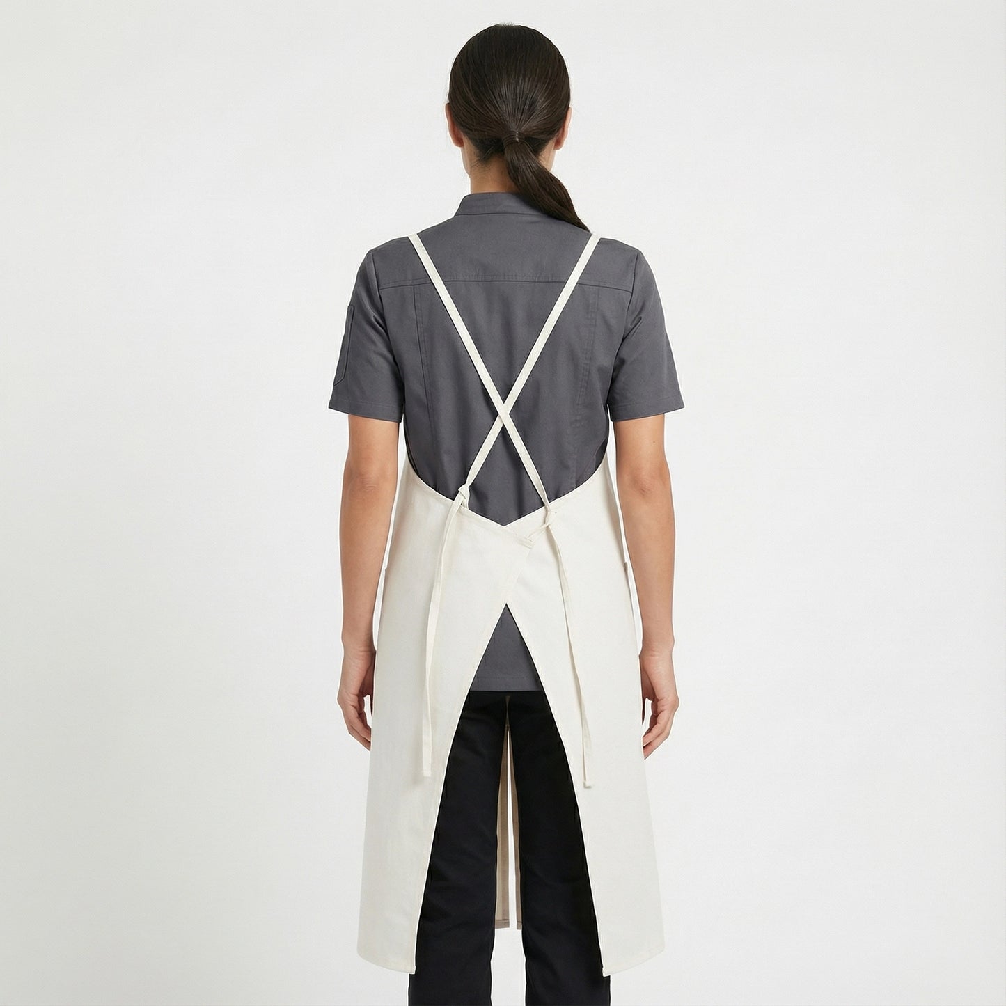 Water Repellent Split-Leg Lady Pinafore Apron - Cream