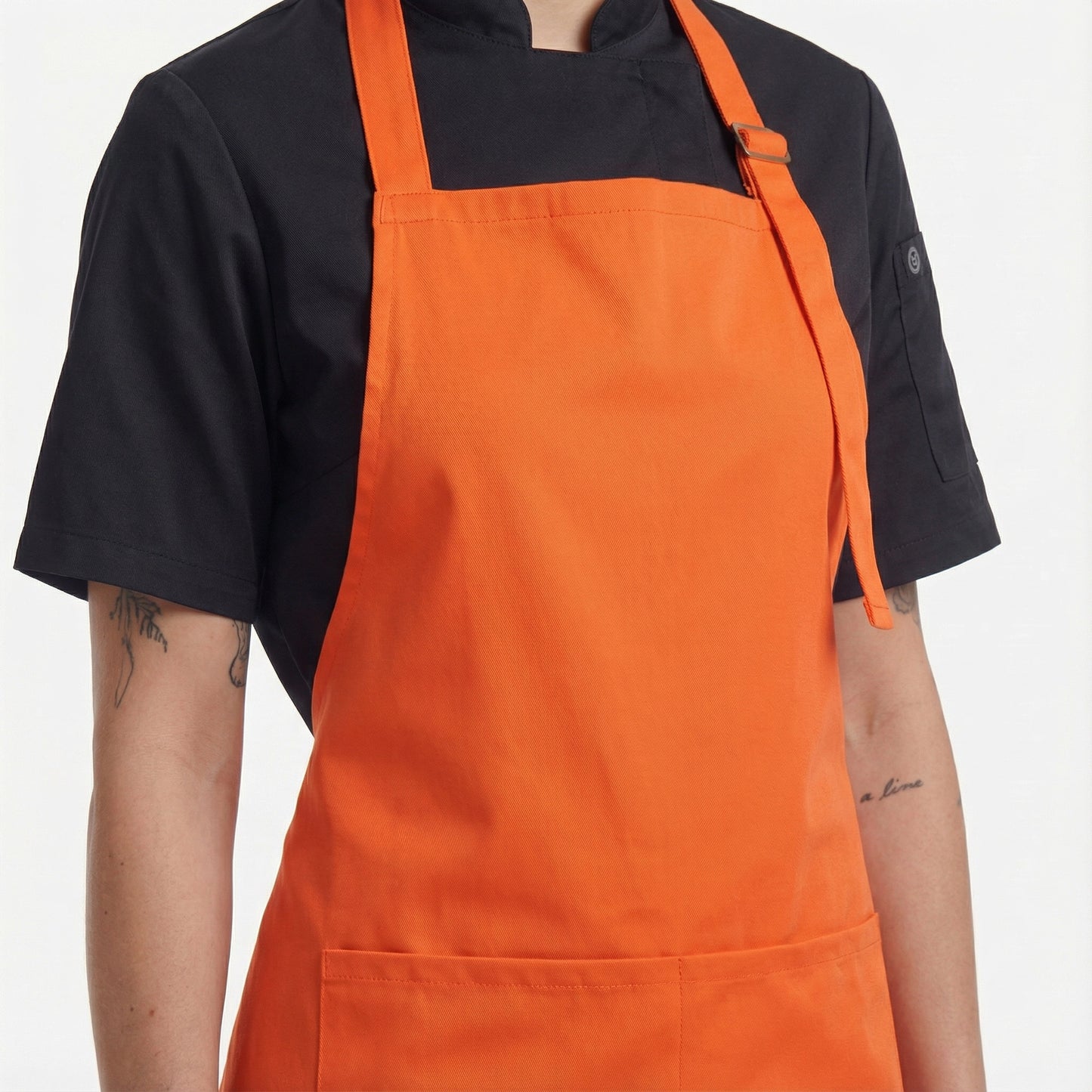 Basic Bib Apron With Pocket - Orange