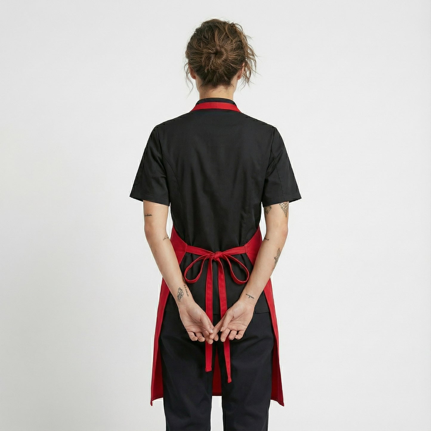Basic Bib Apron With Pocket - Red
