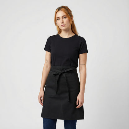Water Repellent Mid-Length Waist Apron With Side Pocket - Black