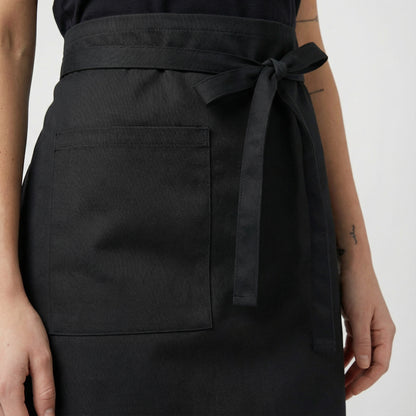 Water Repellent Mid-Length Waist Apron With Side Pocket - Black