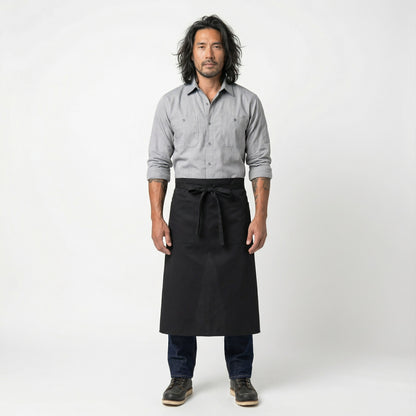 Water Repellent Full Length Waist Apron With Side Pocket - Black