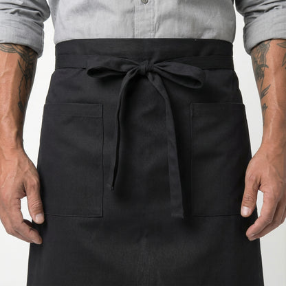 Water Repellent Full Length Waist Apron With Side Pocket - Black
