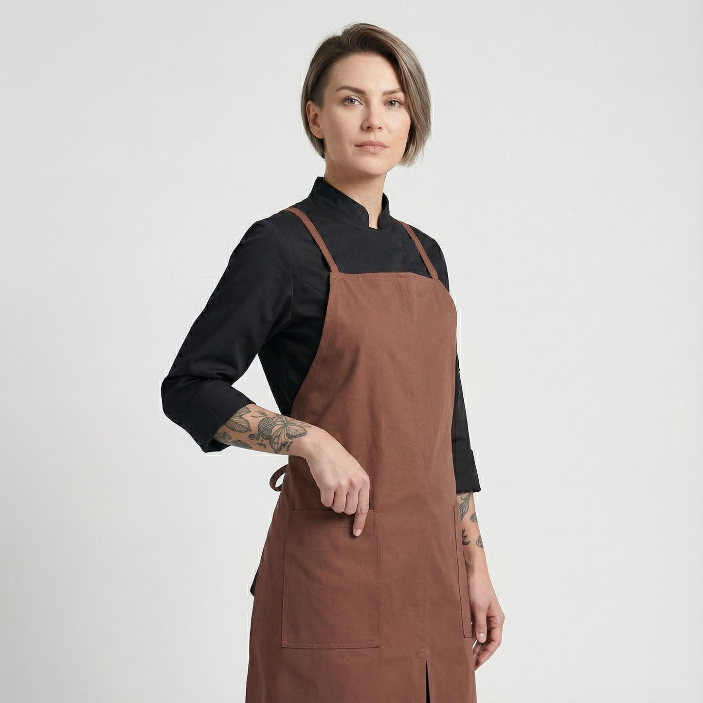 Water Repellent Split-Leg Lady Pinafore Apron - Charco Red