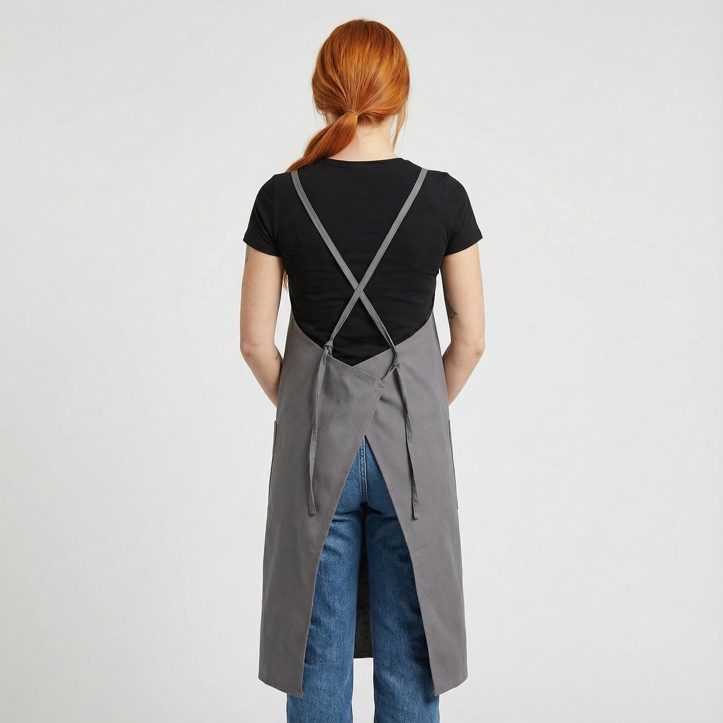 Water Repellent Split-Leg Lady Pinafore Apron - Grey