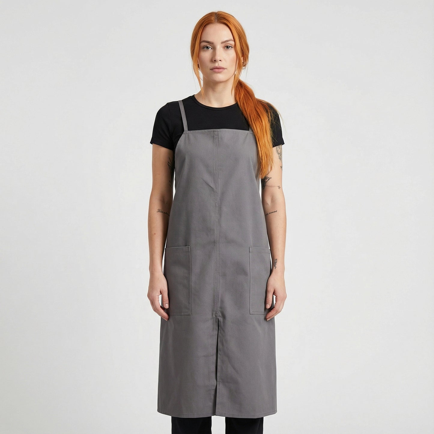 Water Repellent Split-Leg Lady Pinafore Apron - Grey