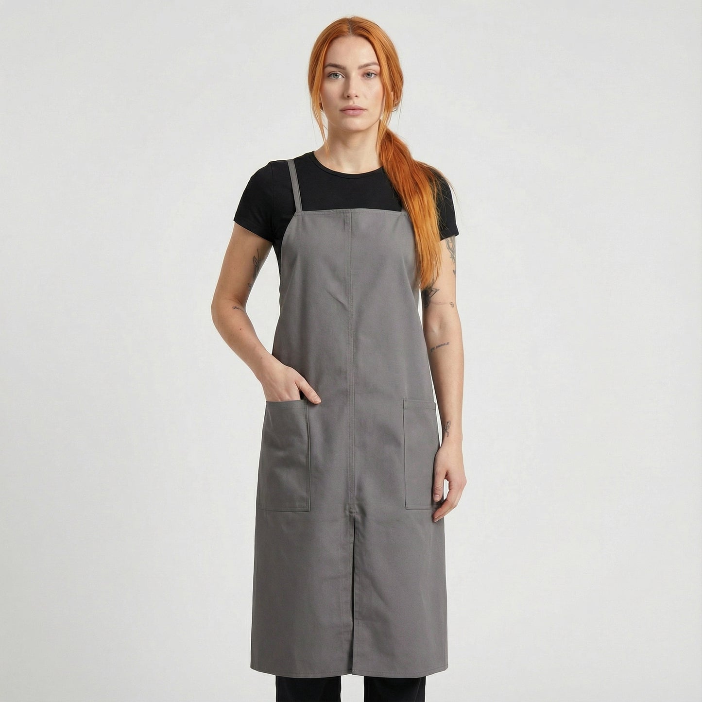 Water Repellent Split-Leg Lady Pinafore Apron - Grey