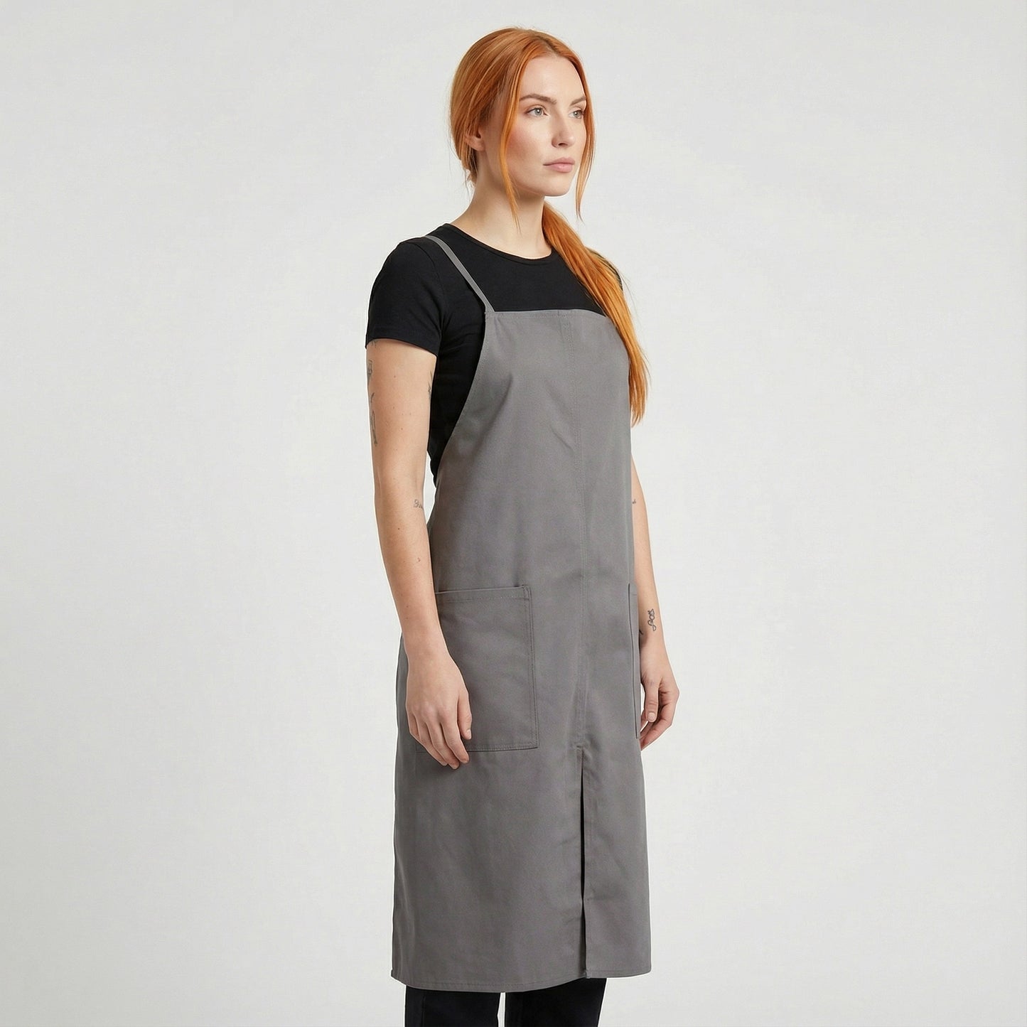 Water Repellent Split-Leg Lady Pinafore Apron - Grey