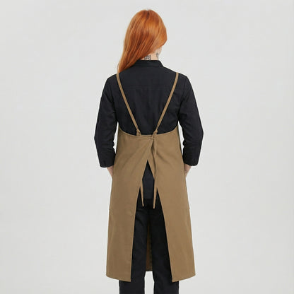 Water Repellent Split-Leg Lady Pinafore Apron - Brown