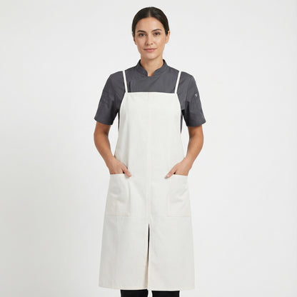 Water Repellent Split-Leg Lady Pinafore Apron - Cream