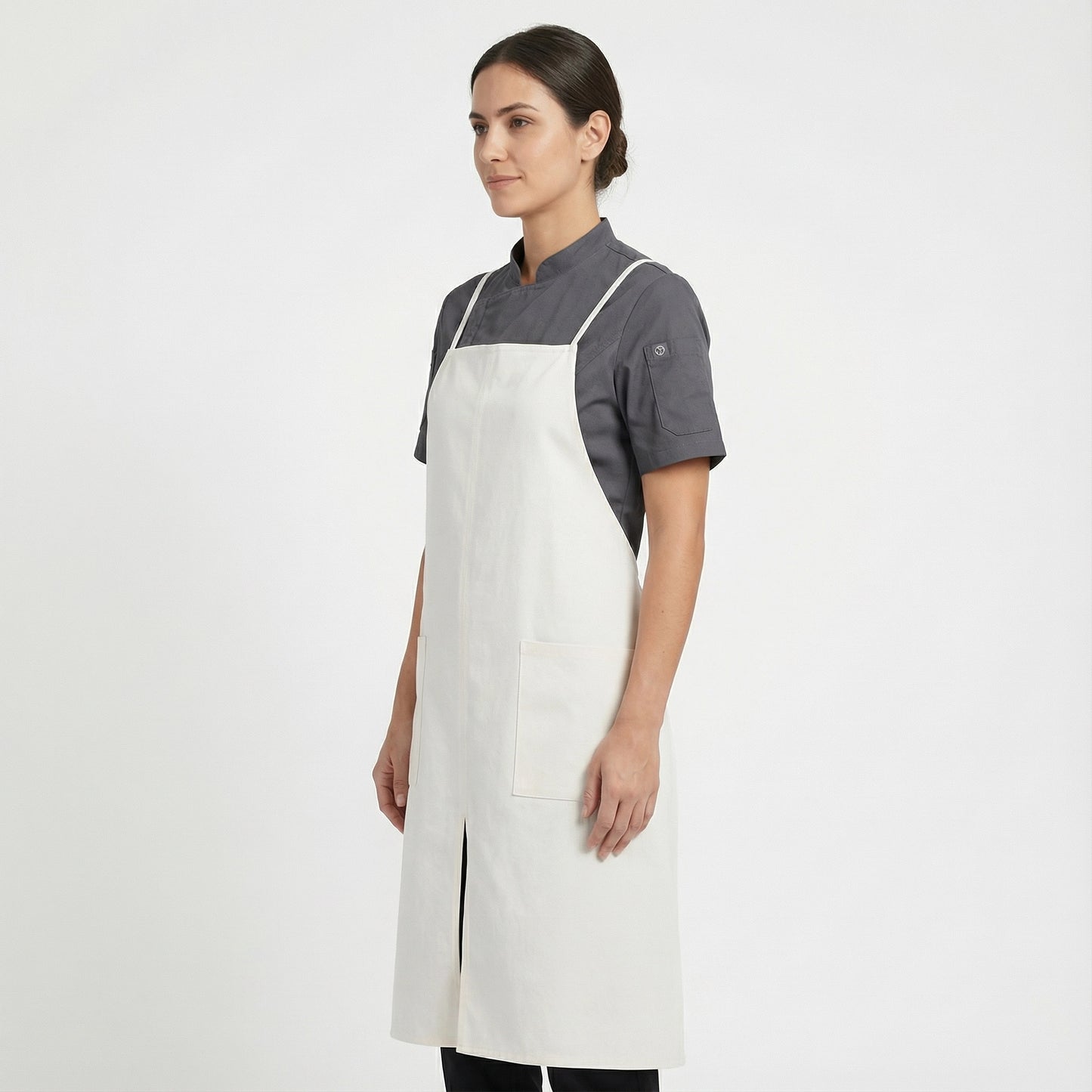 Water Repellent Split-Leg Lady Pinafore Apron - Cream