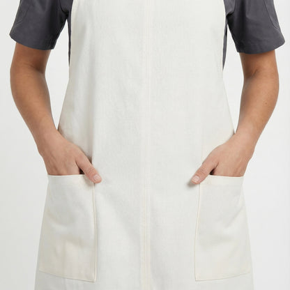 Water Repellent Split-Leg Lady Pinafore Apron - Cream