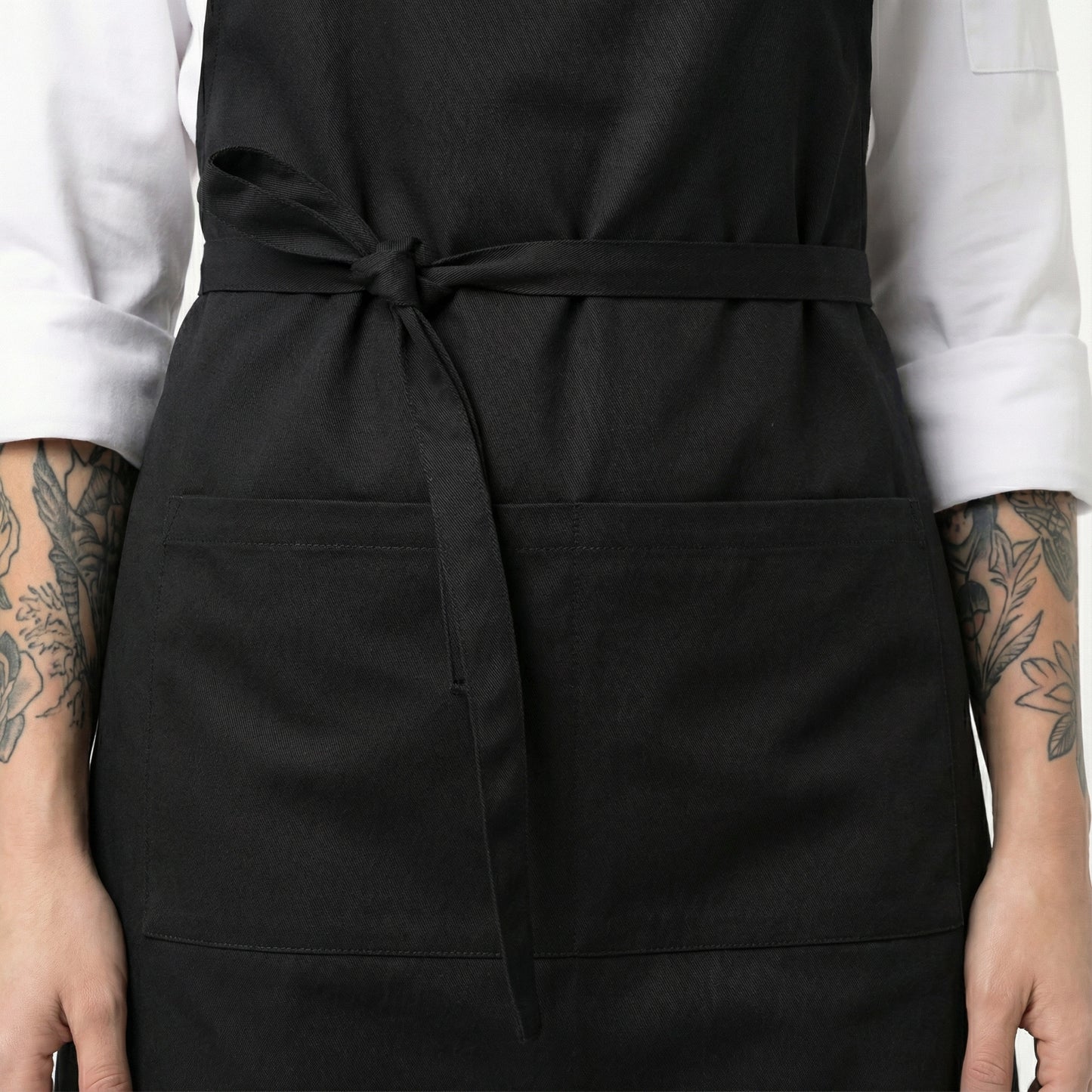 Water Repellent Basic Bib Apron With 2 Pockets - Black