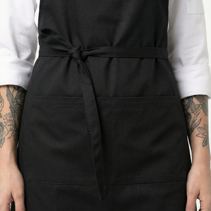 Water Repellent Basic Bib Apron With 2 Pockets - Black