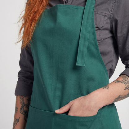 Basic Bib Apron With Pocket - Kelly Green