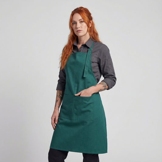 Basic Bib Apron With Pocket - Kelly Green