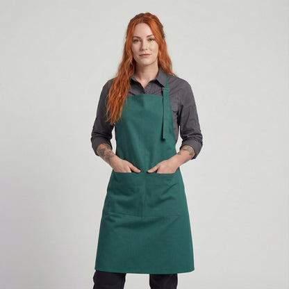 Basic Bib Apron With Pocket - Kelly Green