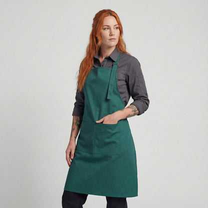 Basic Bib Apron With Pocket - Kelly Green