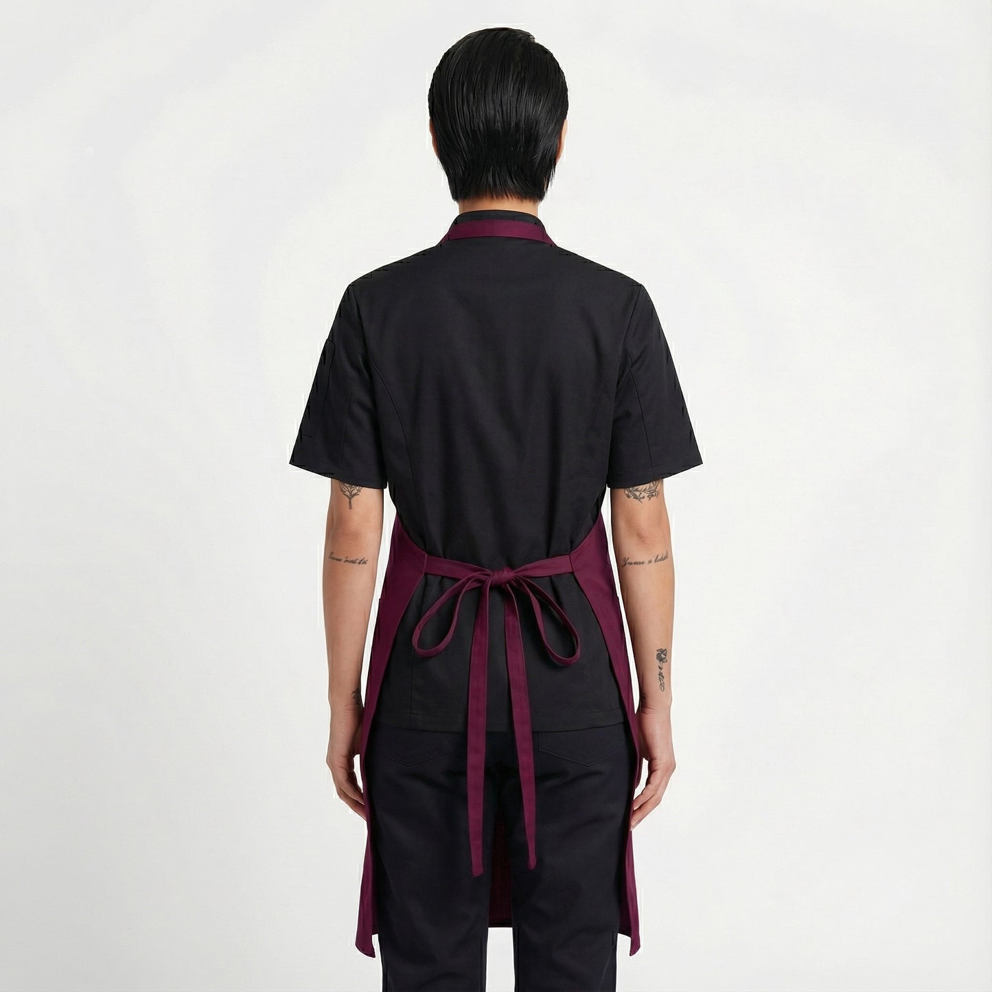 Basic Bib Apron With Pocket - Burgandy