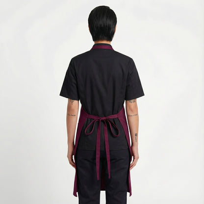 Basic Bib Apron With Pocket - Burgandy