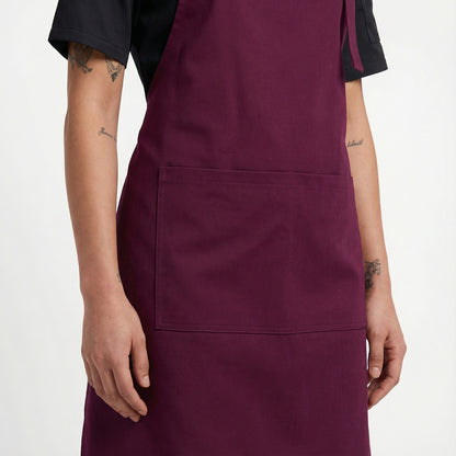 Basic Bib Apron With Pocket - Burgandy