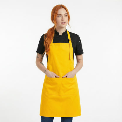 Basic Bib Apron With Pocket - Yellow