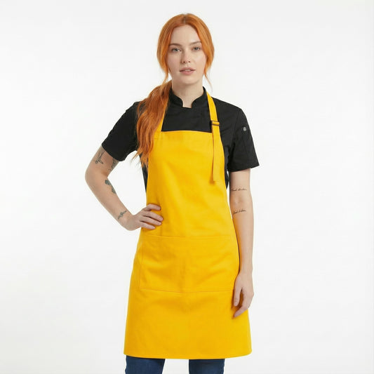Basic Bib Apron With Pocket - Yellow