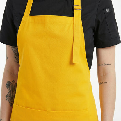 Basic Bib Apron With Pocket - Yellow