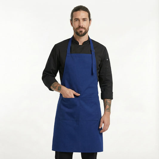 Basic Bib Apron With Pocket - Navy Blue