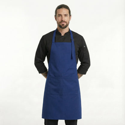 Basic Bib Apron With Pocket - Navy Blue