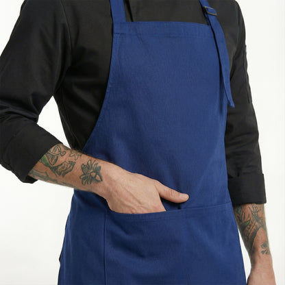 Basic Bib Apron With Pocket - Navy Blue