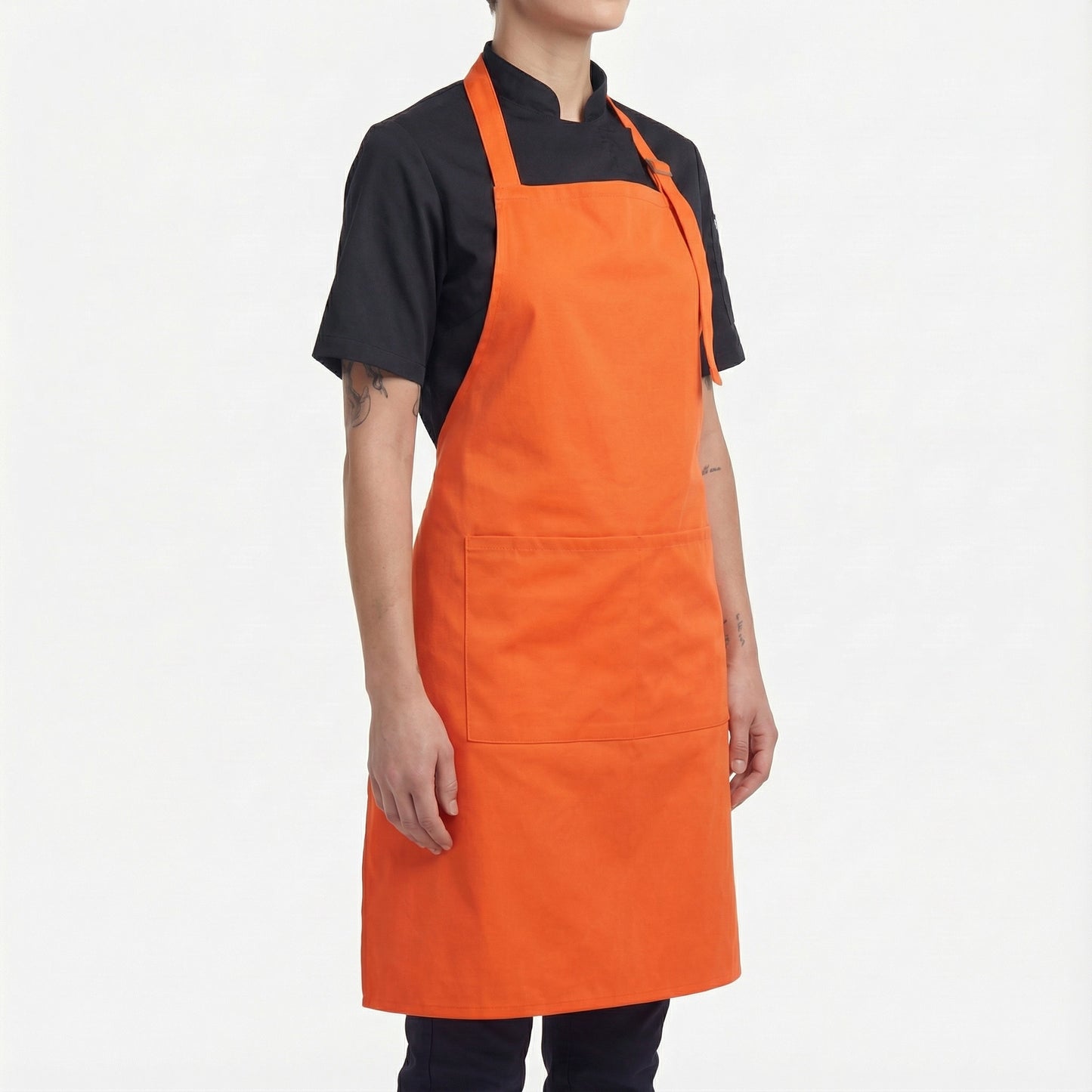 Basic Bib Apron With Pocket - Orange