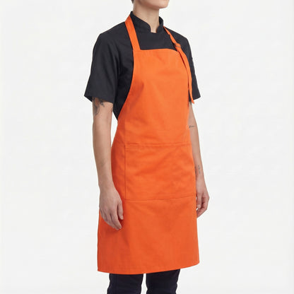 Basic Bib Apron With Pocket - Orange