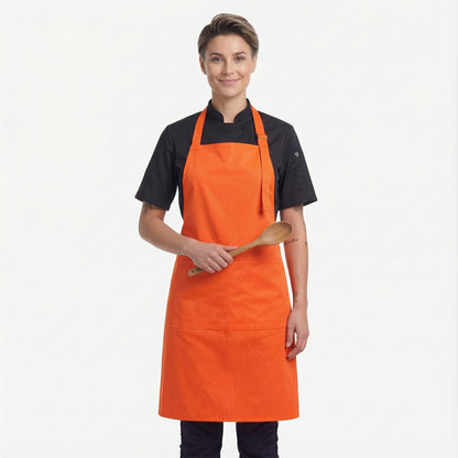 Basic Bib Apron With Pocket - Orange