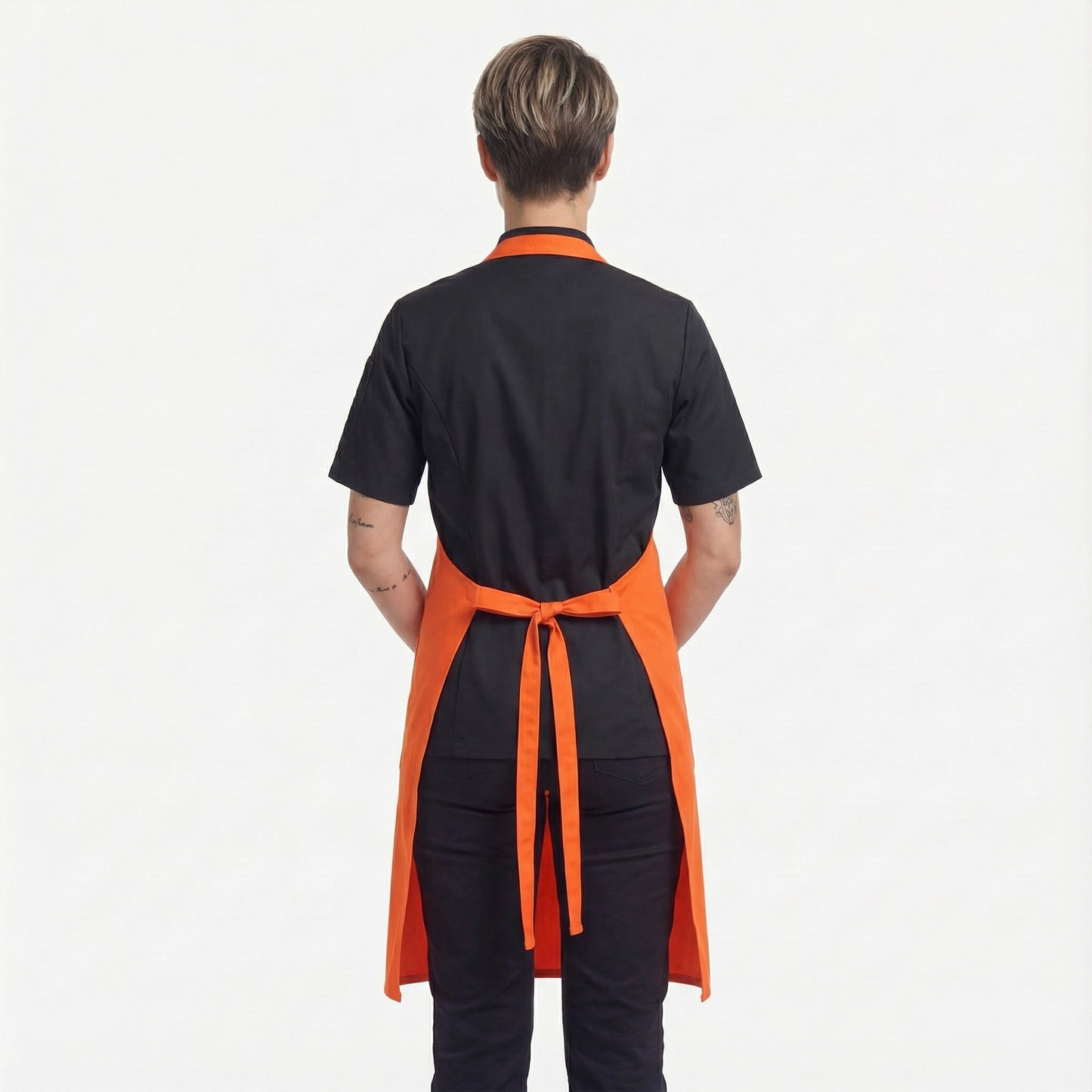 Basic Bib Apron With Pocket - Orange