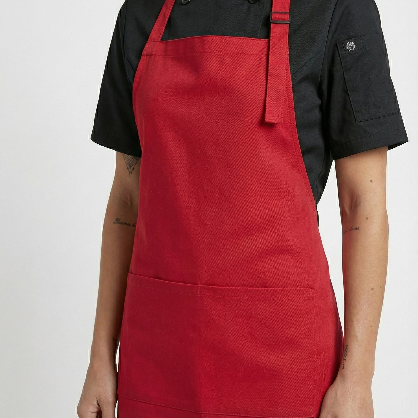 Basic Bib Apron With Pocket - Red