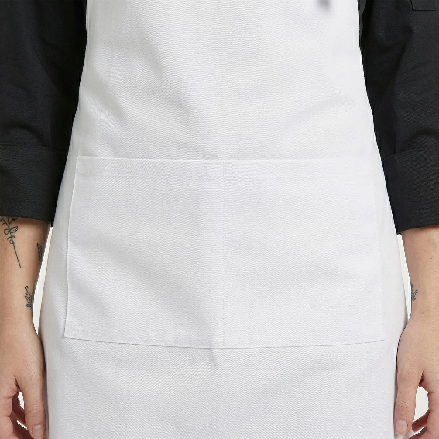 Basic Bib Apron With Pocket - White