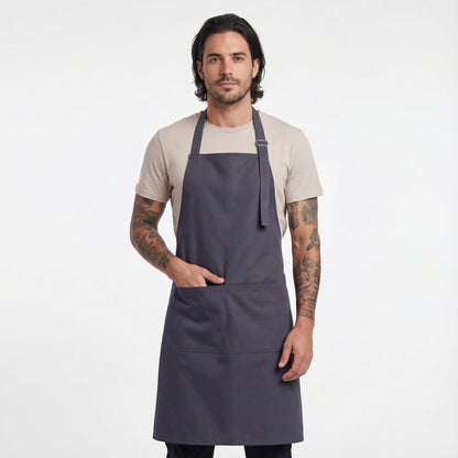 Basic Bib Apron With Pocket - Dark Grey