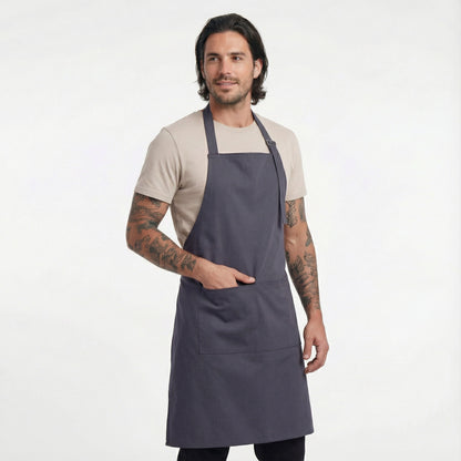 Basic Bib Apron With Pocket - Dark Grey