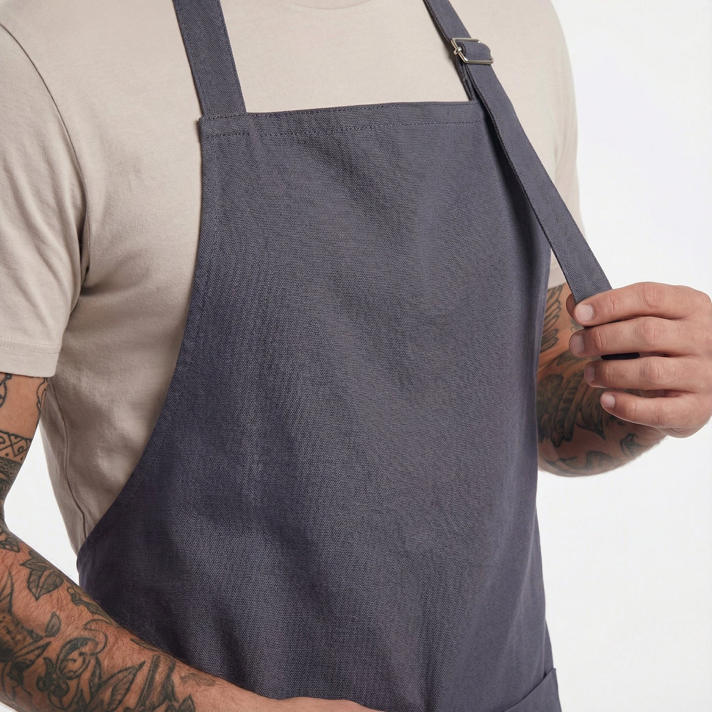 Basic Bib Apron With Pocket - Dark Grey