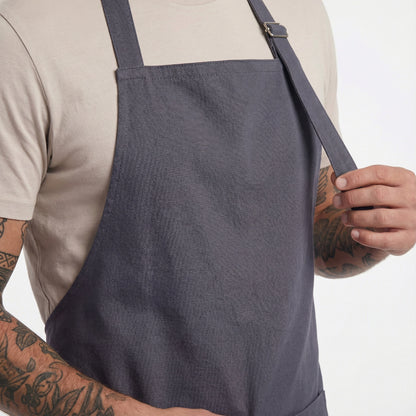 Basic Bib Apron With Pocket - Dark Grey