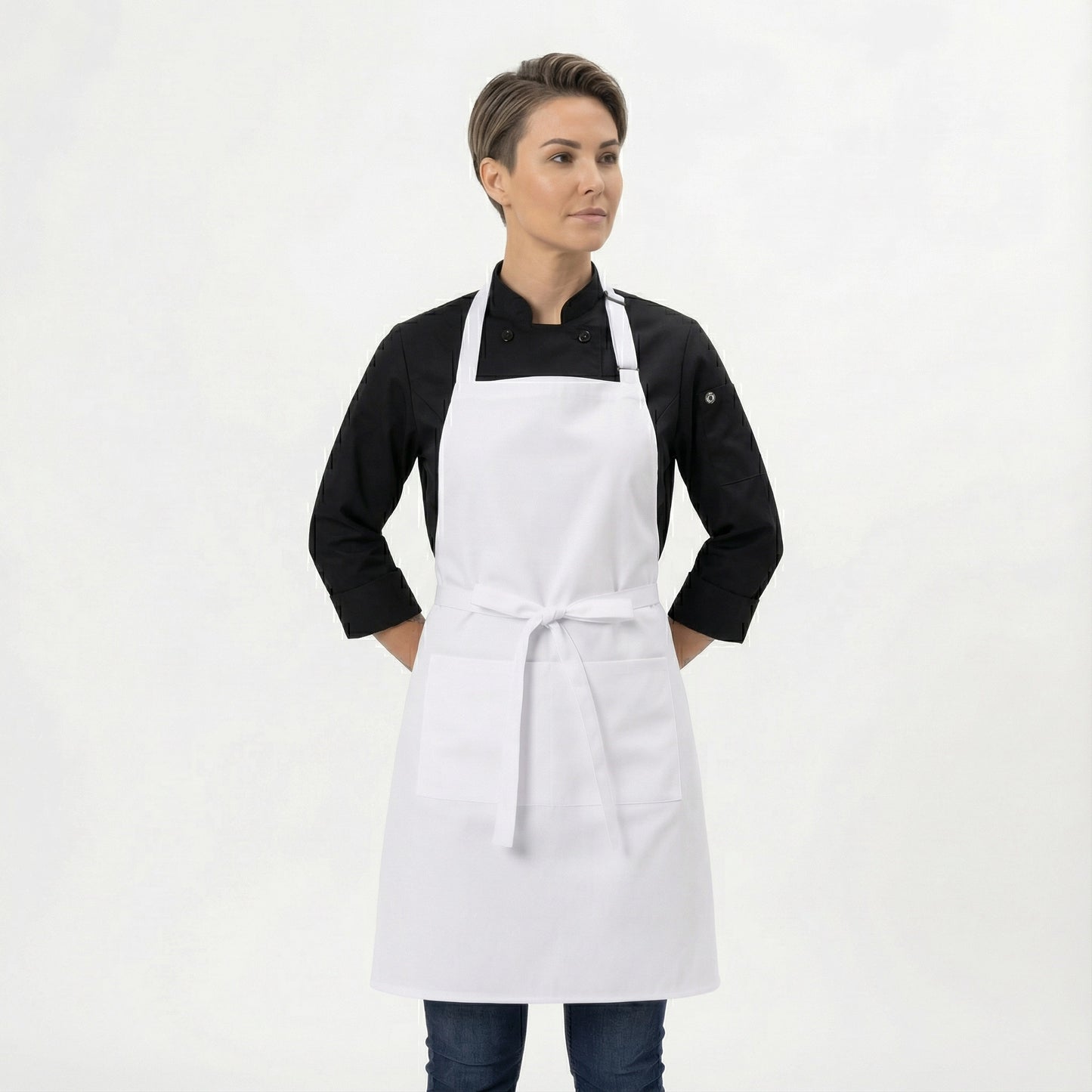 Classic Chef Apron Two Pockets - White