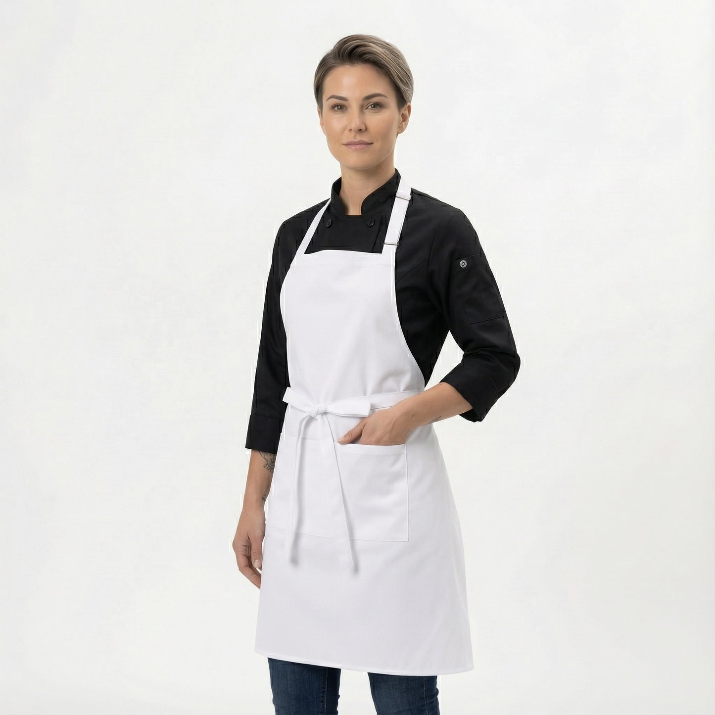 Classic Chef Apron Two Pockets - White