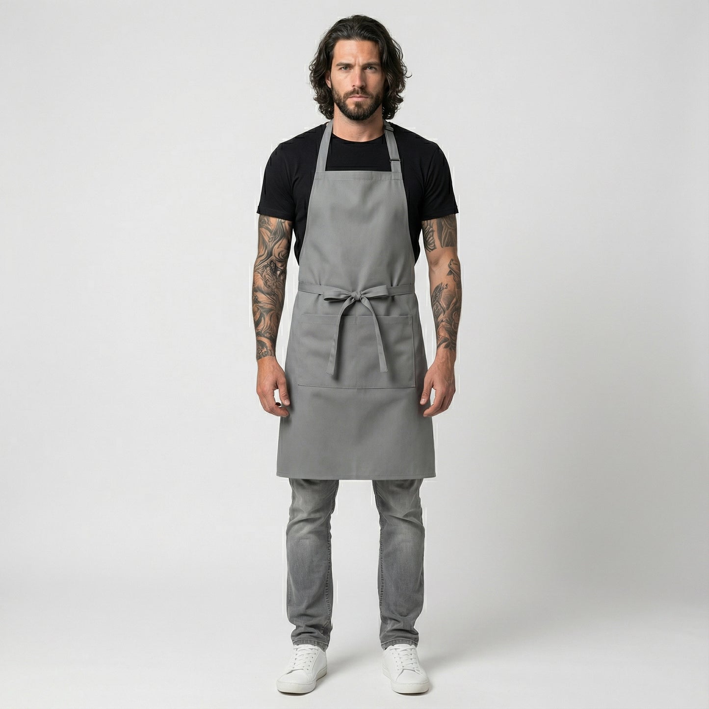 Classic Chef Apron Two Pockets - Gray
