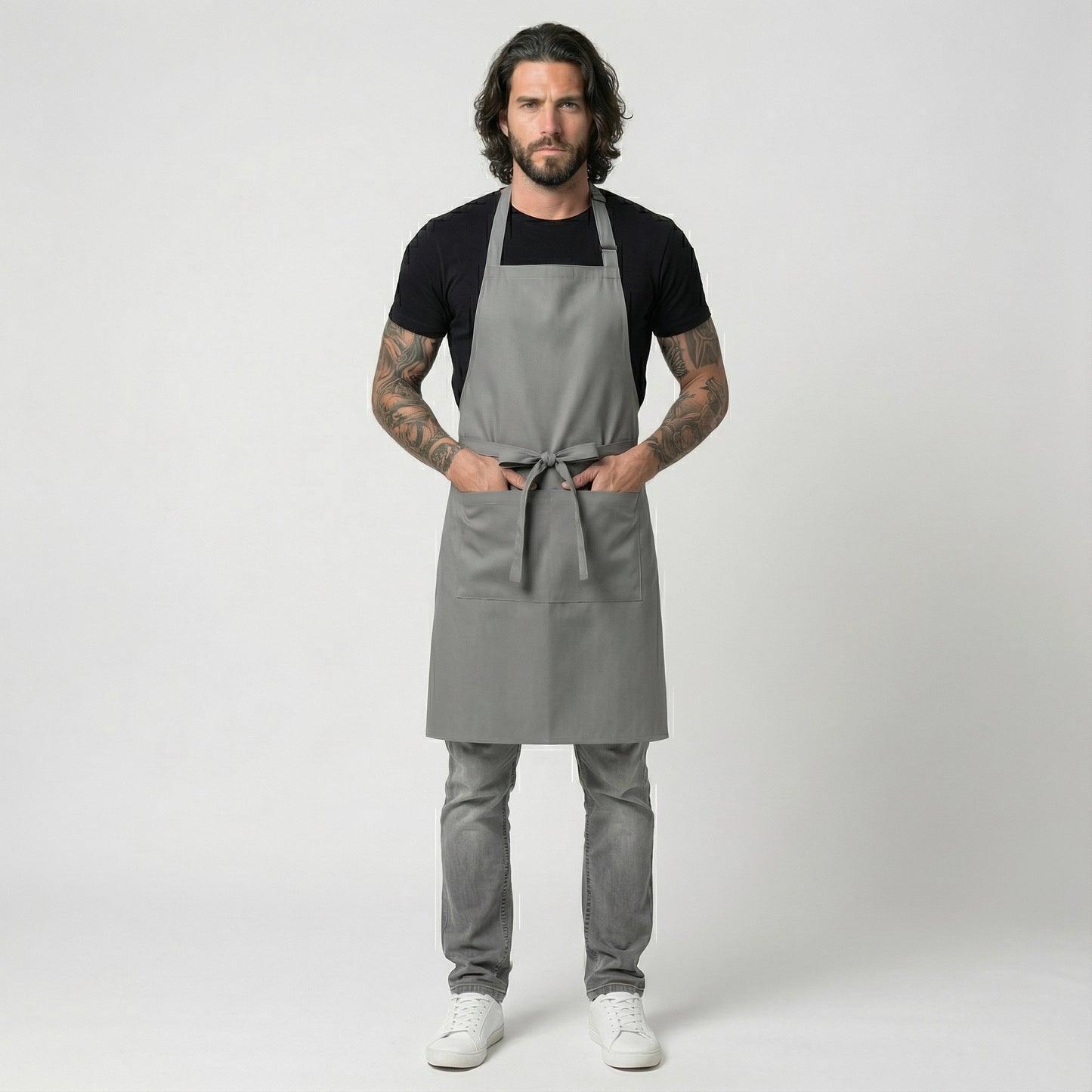 Classic Chef Apron Two Pockets - Gray