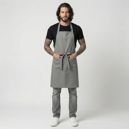Classic Chef Apron Two Pockets - Gray